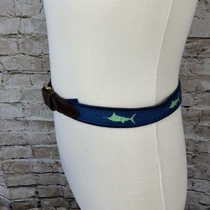 Vineyard Vines Club Belt Marlin blue green size 34